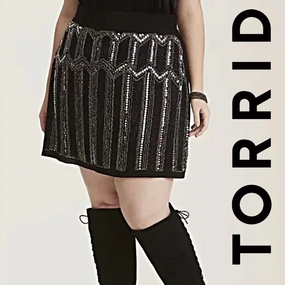 Beautifully Beaded Torrid Ponte Jersey Skirt Torrid Size 3